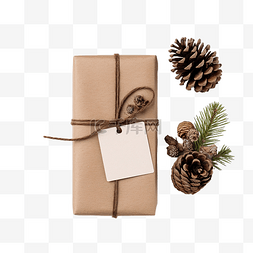 圣诞礼物标签，礼盒用牛皮纸再生
