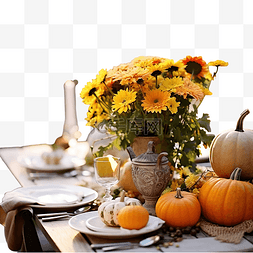 花园里的感恩节秋季餐桌装饰
