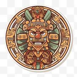卡通日历图片_显示玛雅战士面具剪贴画的古代符