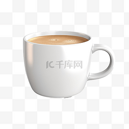 白咖啡杯卡布奇诺杯PNG 3D插图