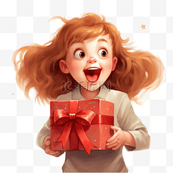 打开礼盒图片_快乐的小女孩带着圣诞礼物打开惊