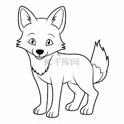 一只红狐狸的白色和黑色着色页
