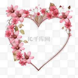 心黑花心图片_粉色花心相框免费png