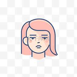 粉红色头发的女人的卡通脸图标 