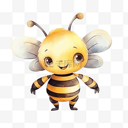 水彩哺乳动物图片_可爱的蜜蜂动物人物水彩