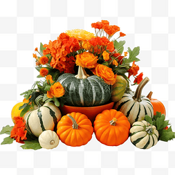 桌子装饰品图片_感恩节的中心装饰品是橙色和绿色