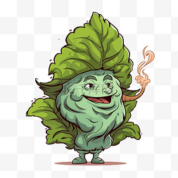 香烟图片_烟草剪贴画卡通人物的叶类蔬菜与