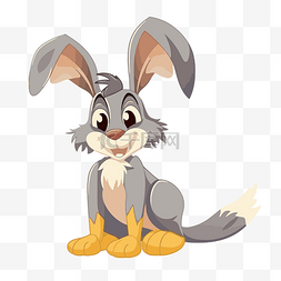 长耳大野兔剪贴画可爱的兔子卡通