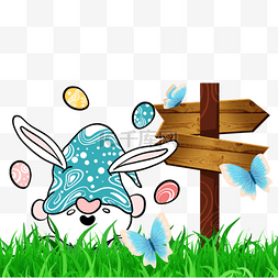 卡通兔子图片_复活节侏儒草地庆祝