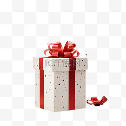 红丝带框图片_圣诞礼品盒，配有红丝带和星星五
