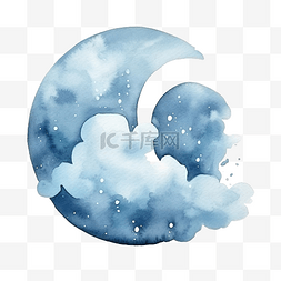 天空图片_水彩月亮天气