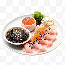 tako 配 saba 生鱼片和 ikura 以及白芝