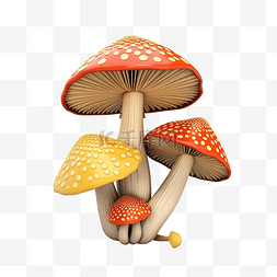感恩节对象蘑菇 3d 插图