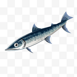 梭鱼剪贴画鱼在白色背景卡通 向