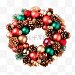 圣诞快乐花环图片_树上放着彩色手工制作的圣诞花环