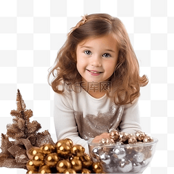 拿着糖果的小女孩躺在圣诞树附近