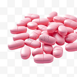 一堆孤立的水泡中的粉红色药片