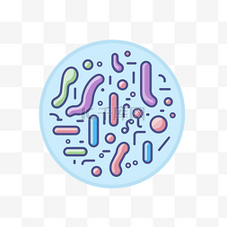 蓝色和粉色的微生物平面图标 向