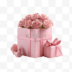 3d 渲染礼物与信封粉红色庆祝母亲