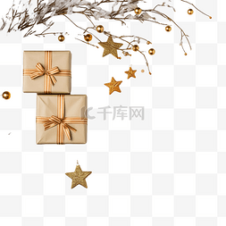 礼品盒和图片_圣诞装饰与树枝