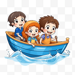 孩子们在划船