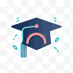毕业设计展板图片_带有毕业帽和领带的平面插图 向