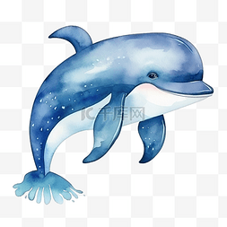 鲸鱼水彩卡通