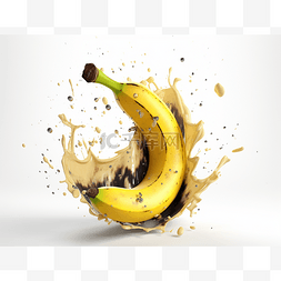 爆炸迸溅图片_香蕉爆炸，背景中溅满油和果汁
