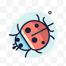红色背景和蓝色虚线的瓢虫插图 