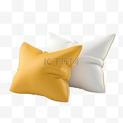 3d 白色和黄色枕头 3d 渲染