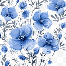 无缝花纹蓝色花朵