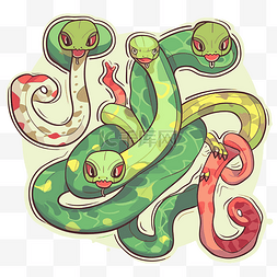 宠物小精灵龙蛇可爱的动物绘画设