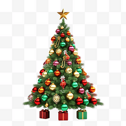 圣诞树和装饰品网站或海报或幸福