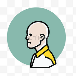一件黄色衬衣的秃头男人 向量
