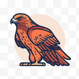 一只橙色的鹰以一定角度站在一个