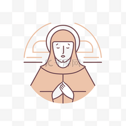 修女线图标与祈祷之手 向量