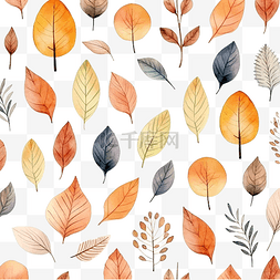 水彩秋天的树叶图案