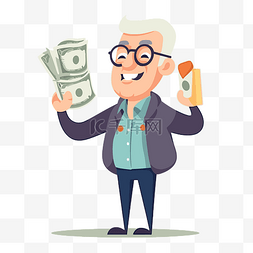 贷款图片_贷款剪贴画卡通人持有退休金 向