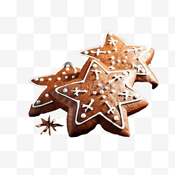 圣诞树木质图片_节日的圣诞姜饼，形状为星形，躺