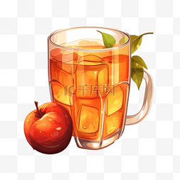 水果苹果图片_卡通风格的感恩节节日饮料矢量苹
