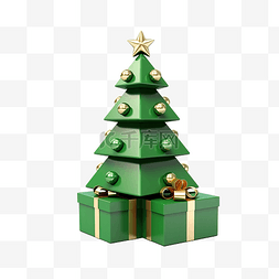 礼品盒与圣诞树隔离网站海报或幸