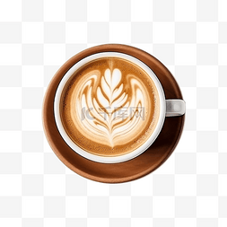 咖啡顶视图图片_木材背景上一杯拿铁艺术咖啡的顶