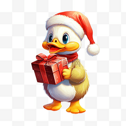 可爱的鸭子送圣诞礼物卡通动物穿