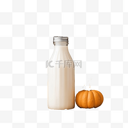 健康产品图片_干草上的牛奶瓶样机秋季农场乡村