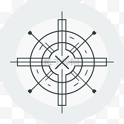 十字箭头图标图片_线条图标呈圆形，中心有十字和箭