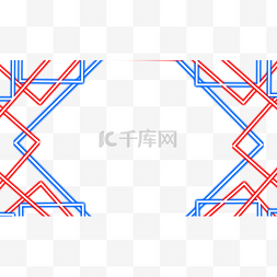 红色渐变几何图图片_霓虹几何矩形方形红蓝边框横图