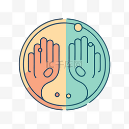双手献上图片_蓝色和绿色圆圈上的两双手 向量