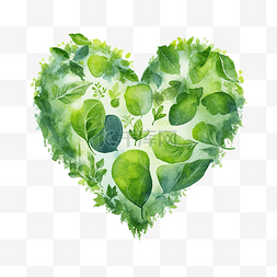 生态友好的绿色地球心形符号种植