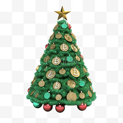USDC 圣诞树装饰节日加密货币 3D 插