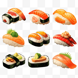一套寿司日本传统食品png